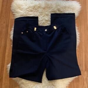 St. John Navy Blue Dress Trousers Sz 28 Straight Leg Women's Designer Luxury